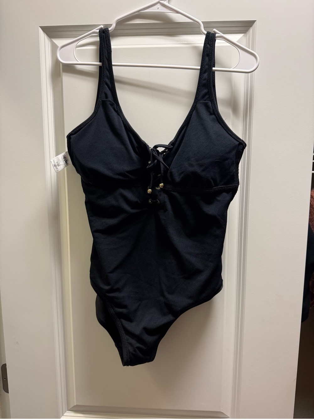 Target Black Lace-Up One-Piece Swimsuit